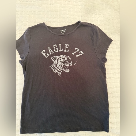 American Eagle Hey Baby Tee Grey Tiger AE 77 - Picture 2 of 4